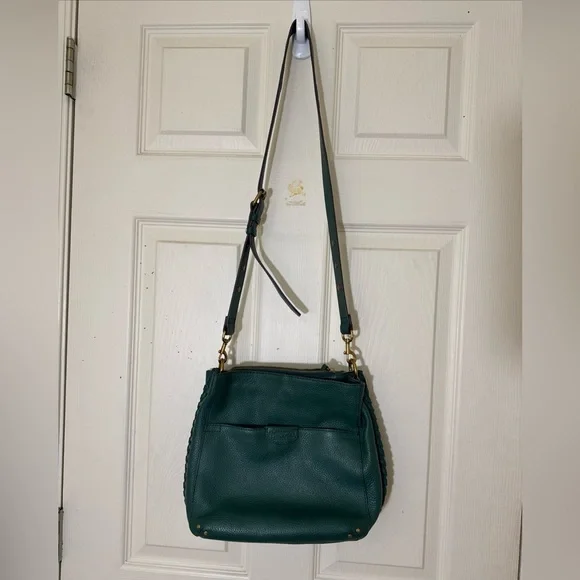 American Leather & Co Green Crossbody Bag Genuine Leather Excellent Condition - Picture 3 of 15